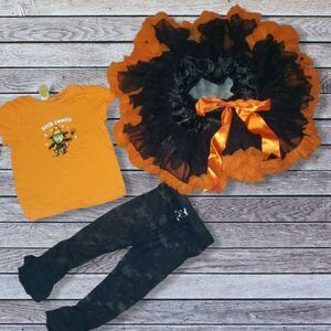 Halloween Toddler Sz 2T/ 24 Mo. 3 Piece Skirt Set EUC chiffon Pettiskirt tutu